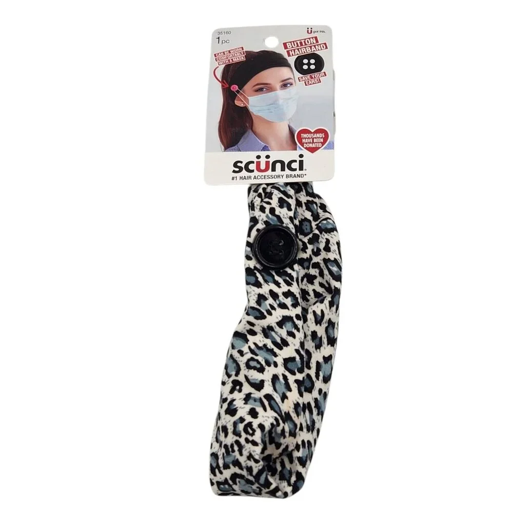 Scunci Deep Teal Fabric Hair Headband and Button Hairband Set‎ Jewels